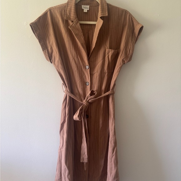 Emberley Dresses & Skirts - Tan Dress with Tie Waist